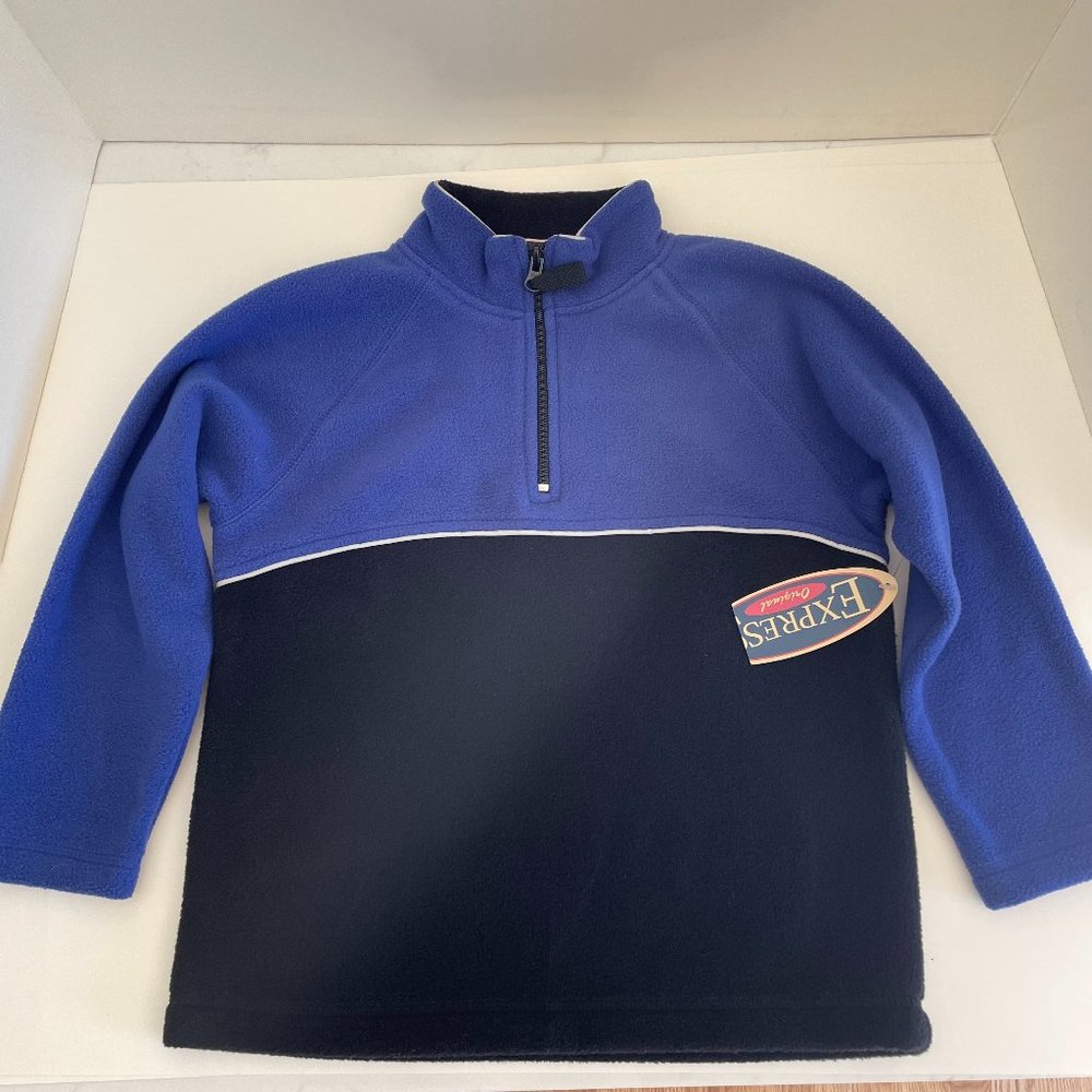 Boys Quarter Zip Fleece Pullover by Express Blue Black Gray Boys Size L (7)